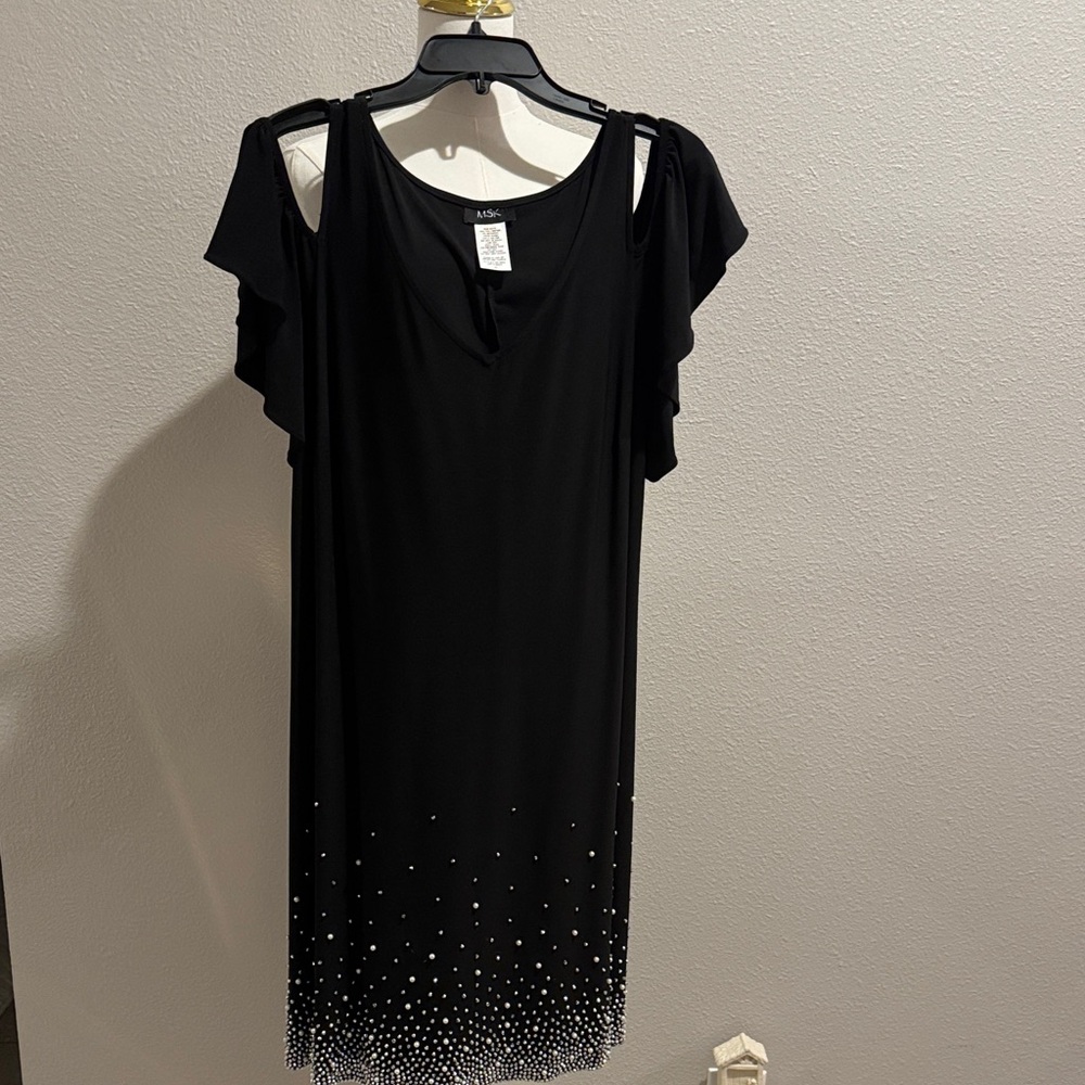 MSK Black Dress with Rhinestone Details